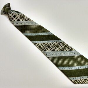Vintage 60s 70s Green Clip-On Necktie Retro Neck Tie